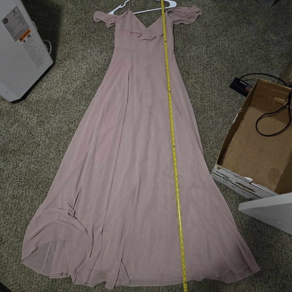 Jenny Yoo Mila Gown Woodrose Pink Chiffon Bridesmaid Dress Size 4 Convertible - Picture 9 of 11